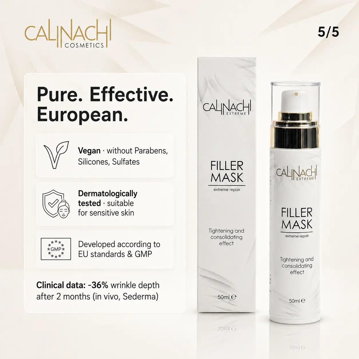 Filler Mask for Face, Neck, and Décolletage, 50ml. skincare CALINACHI Cosmetics