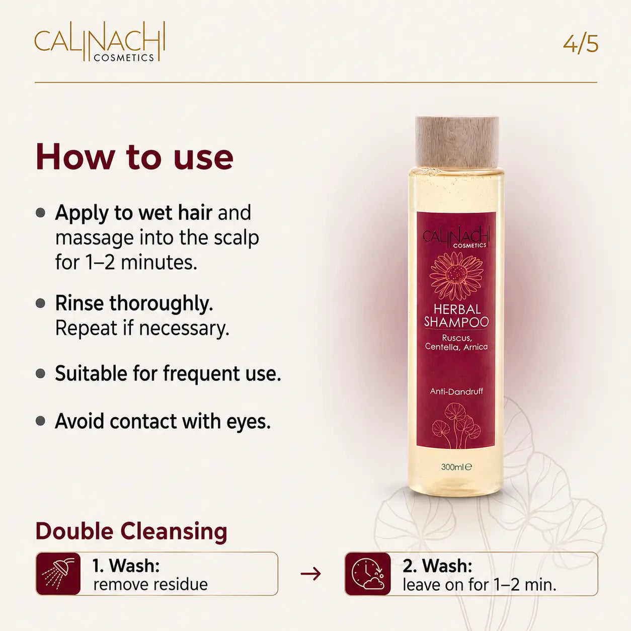 Anti Dandruff Herbal Shampoo, Sulfate Free, 300 ml. haircare CALINACHI Cosmetics