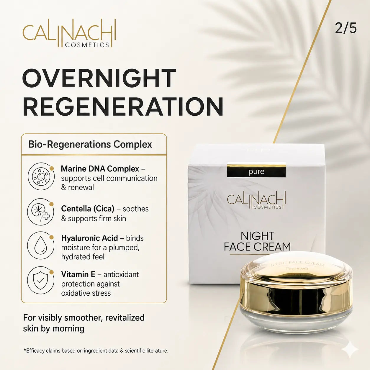 Regenerierende Nachtcreme für Gesicht, Hals und Dekolleté, 50 ml.