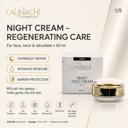 Regenerierende Nachtcreme für Gesicht, Hals und Dekolleté, 50 ml.
