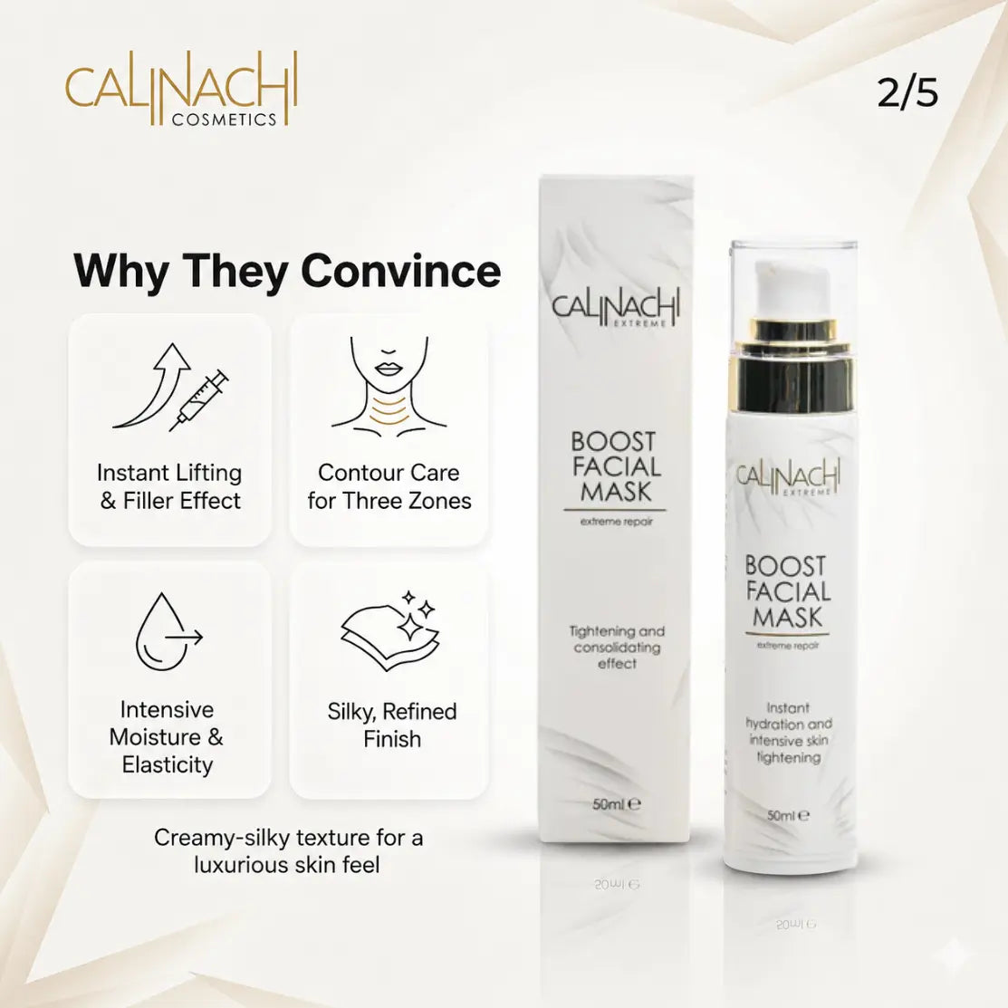 Boost Mask for Face, Neck, and Décolletage, 50ml. skincare CALINACHI Cosmetics